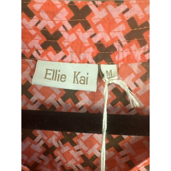 Ellie Kai Pink Brown Geometric Pattern Cover-Up Dress Medium Cotton NWT - Picture 3 of 5